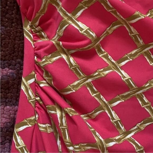 J. McLaughlin Sage Bamboo Sheath Dress Women's Size Medium 3/4 sleeves Ruched Ex - Picture 13 of 14